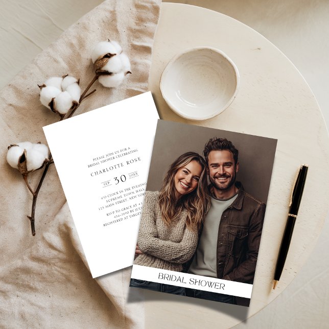Fashion Couple Photo Modern Simple Bridal Shower Invitation (Creator Uploaded)
