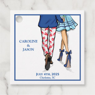 Fashion Couple Red Lobster Shower Wedding  Favour Tags