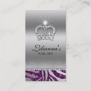 Fashion Crown Salon Spa Silver Purple Crystal Appointment Card