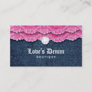 Fashion Denim Jeans Lace Jewellery Pink Business Card