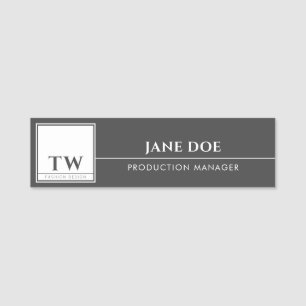 Fashion Design Dark Grey Name Tag