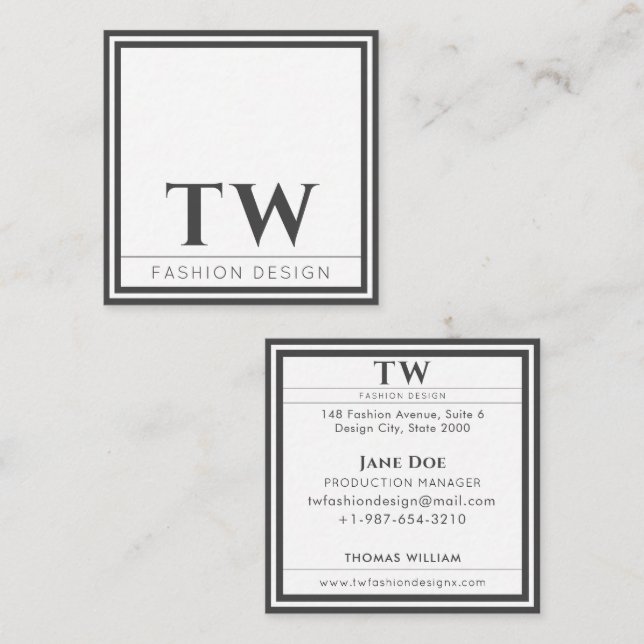 Fashion Design Square Business Card (Front/Back)