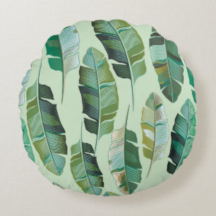 Fashion design with tropical banana plants round cushion