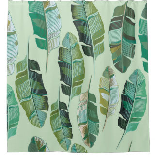 Fashion design with tropical banana plants shower curtain