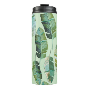 Fashion design with tropical banana plants thermal tumbler
