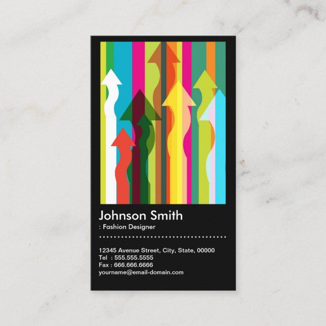 Fashion Designer - Colourful & QR Code Business Card (Front)