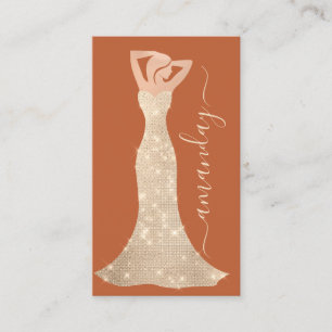 Fashion Designer Dress Logo QR Rose Coral Business Card