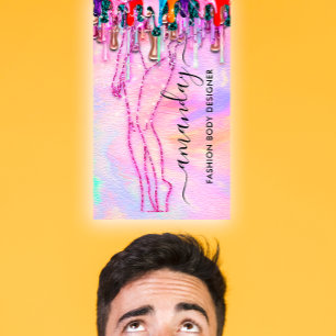 Fashion Designer Logo QR Rose Body Shape Drips Business Card