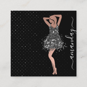 Fashion Designer Shop Dress QRCode Logo Rose Gray Square Business Card