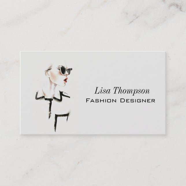 Fashion Designer Woman Black Glass Woman Business Card (Front)