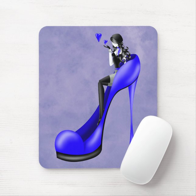 Fashion Diva in Blue Stiletto  Mouse Pad (With Mouse)
