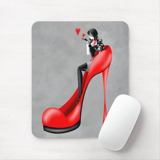 Fashion Diva in Red Stiletto  Mouse Pad (With Mouse)