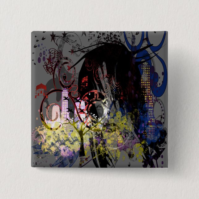 Fashion Diva Swirled 15 Cm Square Badge (Front)