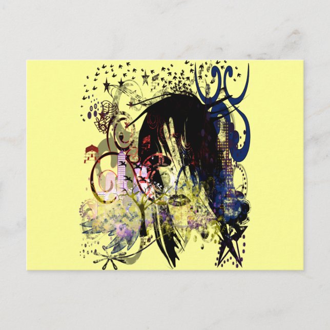 Fashion Diva Swirled Postcard (Front)