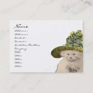 Fashion Diva Vintage Kitty Cat Business Cards Lime