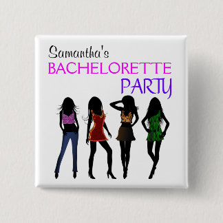 Fashion Divas Black Silhouette Bachelorette Party 15 Cm Square Badge