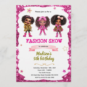 Fashion Doll Birthday party Invitation