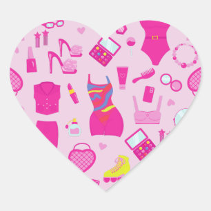 fashion doll clothes vintage 1990s pink heart sticker