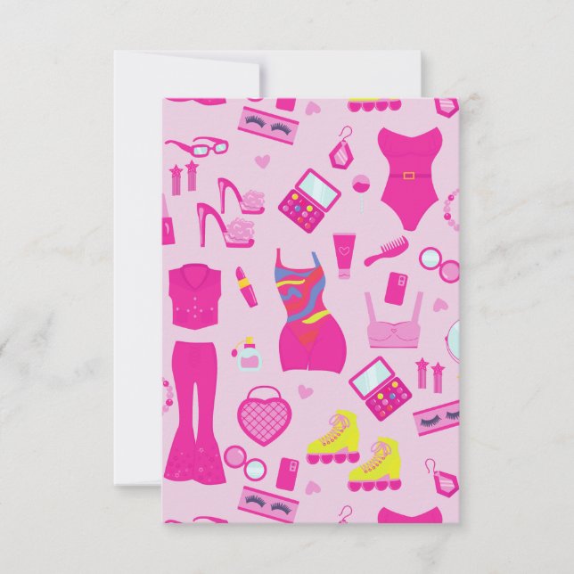 fashion doll clothes vintage 1990s pink  invitation (Front)