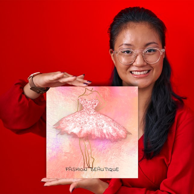 Fashion Dress Pin Glass Logo QR Code Square Business Card (Fashion Dress Pin Glass Logo QR Code Square Business Card)