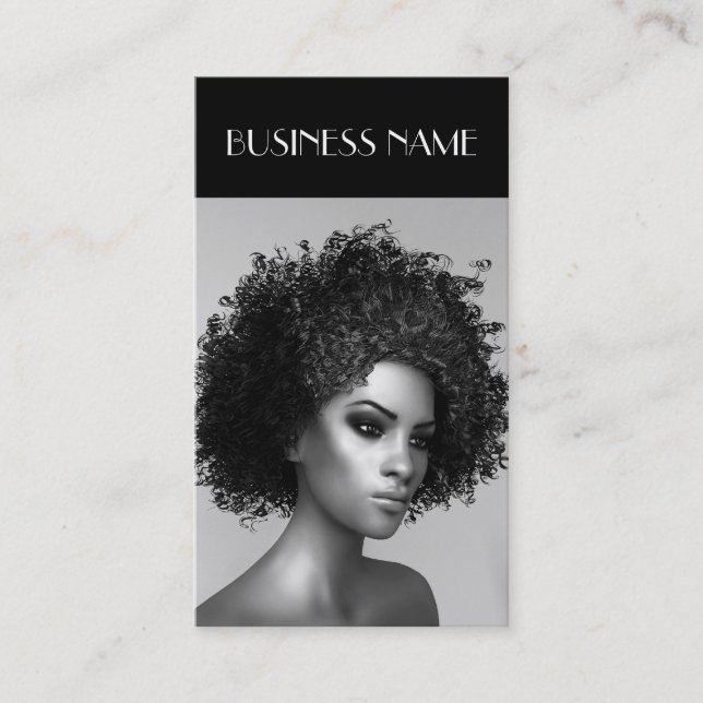 Fashion Elegant Afro Hair Business Card (Front)