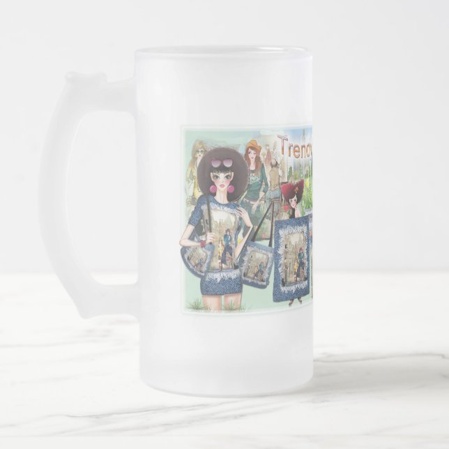 Fashion Expressions Frosted Glass Beer Mug (Left)