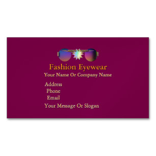 Fashion Eyewear Plum Magnetic Business Card