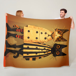 Fashion Felines – Quirky Cat Coats & Boots Fleece Blanket