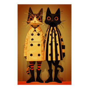 Fashion Felines – Quirky Cat Coats & Boots Poster