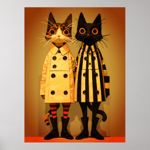 Fashion Felines – Quirky Cat Coats & Boots Poster