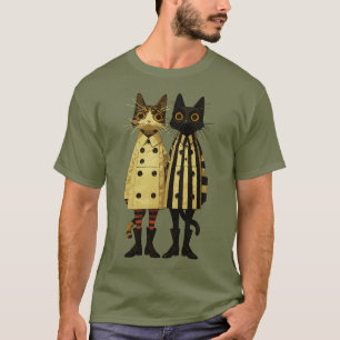 Fashion Felines – Quirky Cat in Coats & Boots T-Shirt