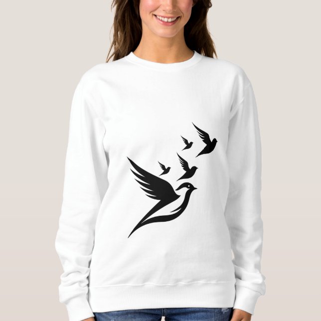 Fashion Flock: Elegant Women's Full Sleeve Bird De Sweatshirt (Front)