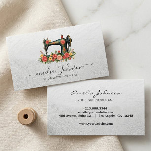 Fashion Floral Sewing Machine Tailor & Alterations Business Card