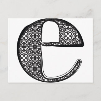 Fashion font, Letter e Postcard
