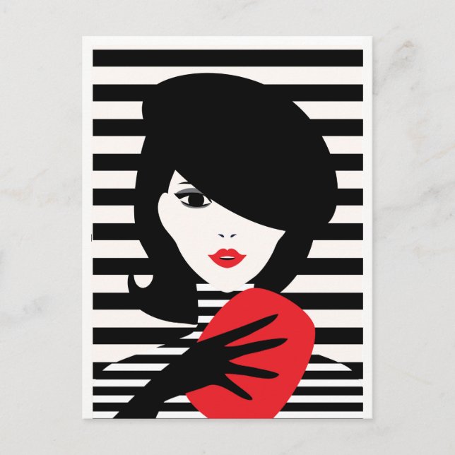 Fashion french stylish fashion illustration postcard (Front)