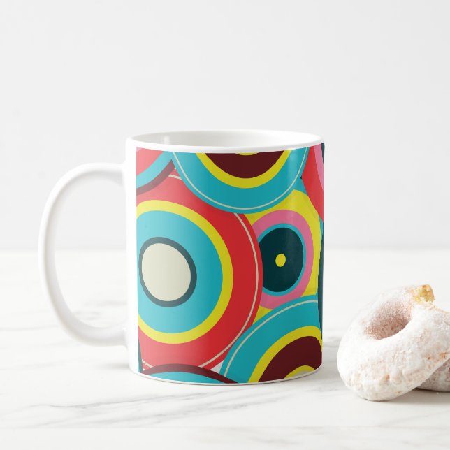  Fashion Geometric Vintage- Pattern Stylish Modern Coffee Mug (With Donut)
