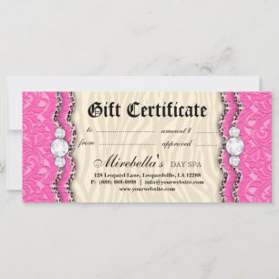 Fashion Gift Certificate Leopard Lace Pink Cream
