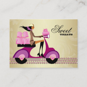 Fashion Gifts Scooter Girl Jewellery Pink Gold Business Card