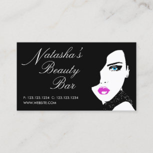 Fashion Girl Black Pink Beauty Bar Business Card