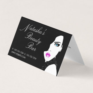 Fashion Girl Black Pink Beauty Bar Business Card