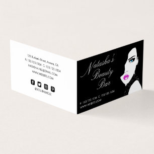 Fashion Girl Black Pink Beauty Bar Business Card