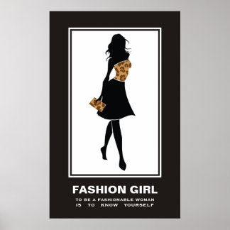 Fashion girl brown leopard print poster