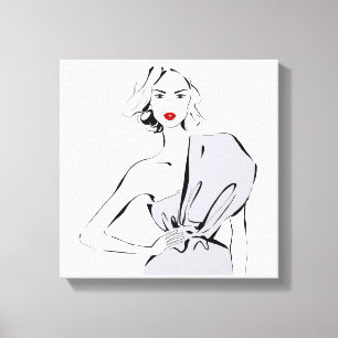 Fashion girl in draped dress canvas print