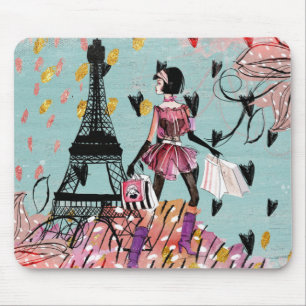 Fashion Girl in Paris Mouse Pad