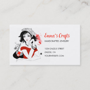 Fashion Girl in Red Business Card