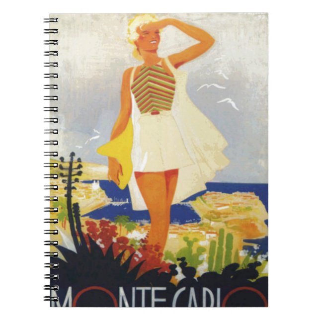 Fashion Girl Monte Carlo Beach Travel Spiral Notebook (Front)