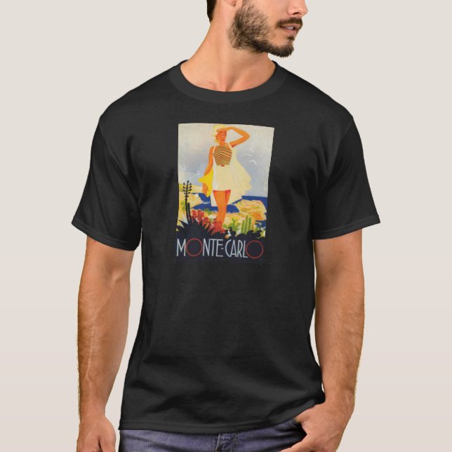 Fashion Girl Monte Carlo Beach Travel T-Shirt (Front)