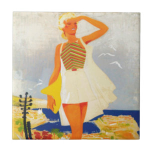 Fashion Girl Monte Carlo Beach Travel Tile