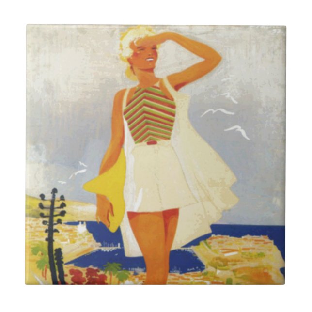 Fashion Girl Monte Carlo Beach Travel Tile (Front)