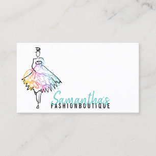 Fashion girl shop dress sketch black boutique business card